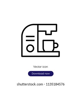 Coffee maker sign icon in trendy flat style isolated on grey background, modern symbol vector illustration for web