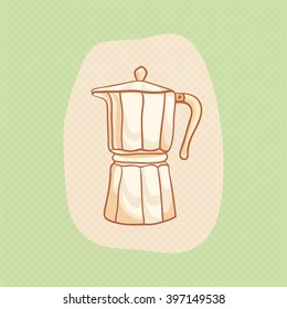 Coffee maker sketchy vector clipart. Vector design element. Moka pot sketch for coffee house flyer, banner, ad, package, poster. Hand drawn coffeemaker vector icon