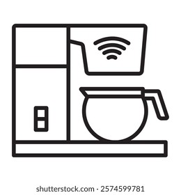 coffee maker smart home isolated line icon