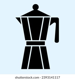 Coffee maker solid icon. Kettle pot with handle for brewing hot drinks. Home-style kitchen vector design concept, glyph style pictogram on white background, use for web and app. Eps 10