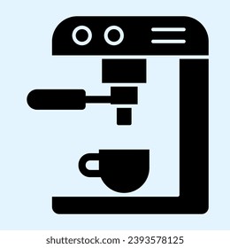 Coffee maker solid icon. Machine and cup of brewed hot drink. Home-style kitchen vector design concept, glyph style pictogram on white background, use for web and app. Eps 10