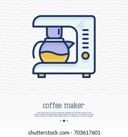 Coffee maker thin line icon. Simple vector illustration of home appliance.