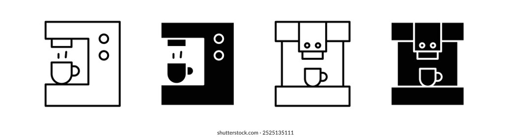 coffee maker thin line vector icon collection