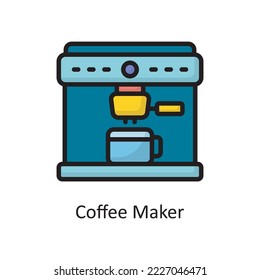 Coffee Maker Vector Filled Outline Icon Design illustration. Housekeeping Symbol on White background EPS 10 File