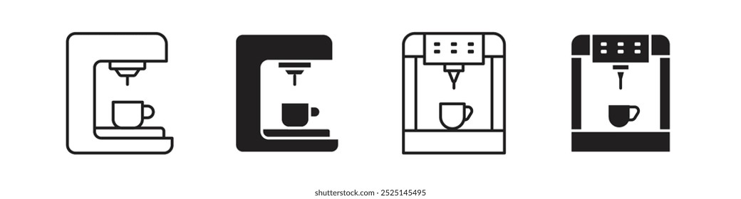 coffee maker vector filled and outlined icons collection