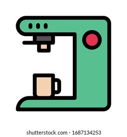 coffee maker vector flat color icon 