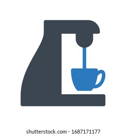 coffee maker vector glyph color icon 