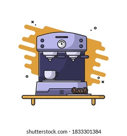 Coffee Maker Vector Icon Illustrations. Food and Drink Icon Concept White Isolated. Flat Cartoon Style Suitable for Web Landing Page, Banner, Sticker, Background