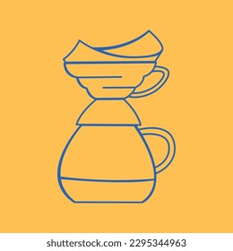 Coffee maker. Vector illustration isolated on yellow background. Outline for menu, coffee shop, etc.
