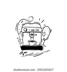 The Coffee Maker Vector Line Drawing