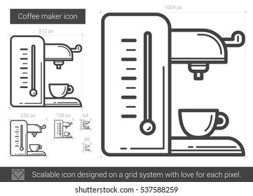 Coffee maker vector line icon isolated on white background. Coffee maker line icon for infographic, website or app. Scalable icon designed on a grid system.