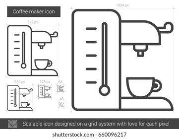Coffee maker vector line icon isolated on white background. Coffee maker line icon for infographic, website or app. Scalable icon designed on a grid system.