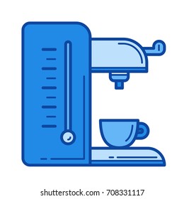 Coffee maker vector line icon isolated on white background. Coffee maker line icon for infographic, website or app. Blue icon designed on a grid system.