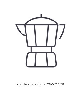 coffee maker vector line icon, sign, illustration on background, editable strokes