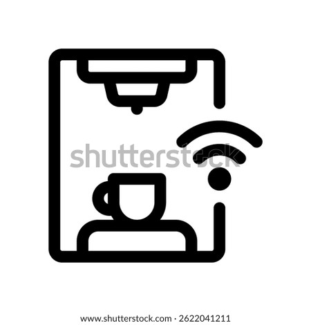 Coffee Maker Vector for Morning Brew and Kitchen Appliance. Espresso machine illustration. Hot beverage preparation icon for home baristas. Line Icon