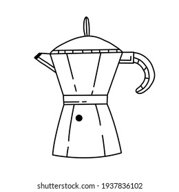 Coffee makerin simple black and white doodle style isolated on white background. Vector hand drawn doodle illustration.