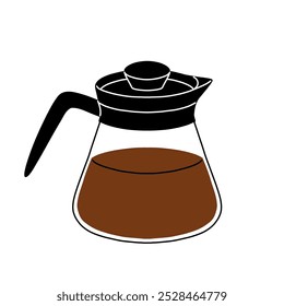 Coffee makers. French press filter and cezve for turkish coffee, chemex, moka pot. Cafe or bakery equipment for morning energy hot drinks, Flat cartoon vector set.