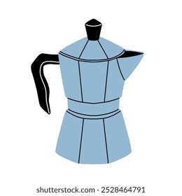 Coffee makers. French press filter and cezve for turkish coffee, chemex, moka pot. Cafe or bakery equipment for morning energy hot drinks, Flat cartoon vector set.