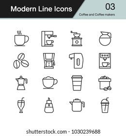 Coffee and Coffee makers icon. Modern line design set 3. Vector illustration.