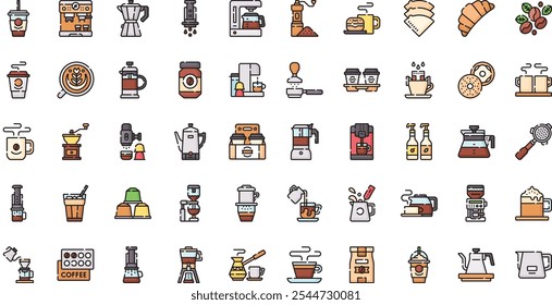 Coffee makers and coffee icons High-Quality Vector Icons Collection with Editable Stroke. Ideal for Professional and Creative Projects.