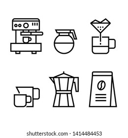 Coffee makers icons set. Simple design. Line vector. Isolate on white background.