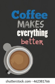 Coffee makes everything better. Blackboard poster style.