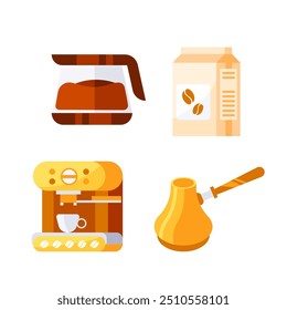 Coffee making equipment preparing delicious and aromatic coffee for breakfast or coffee break