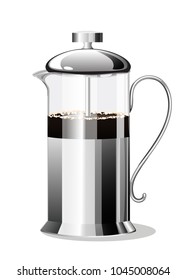 Coffee Making French Press. vector illustration