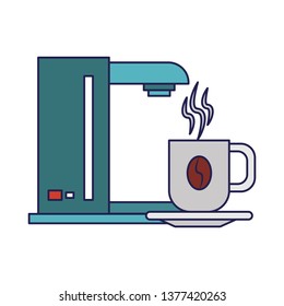coffee making machine with cup blue lines
