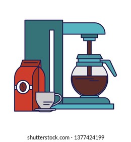 Coffee making machine with pot blue lines