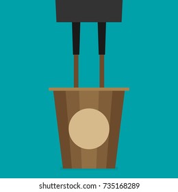 Coffee making with paper cup.