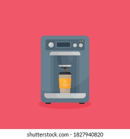 Coffee making with paper cup isolated on color background