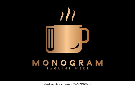 Coffee making recipe book abstract monogram vector logo template