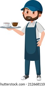 A coffee man cartoon character on white background illustration