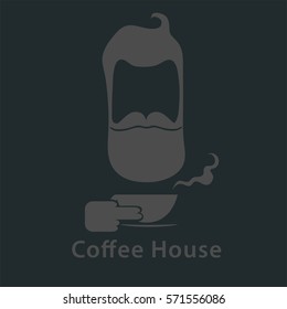 Coffee man logo. For menu, coffee house