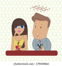 the coffee man shares love with a beautiful woman with big blue eyes.