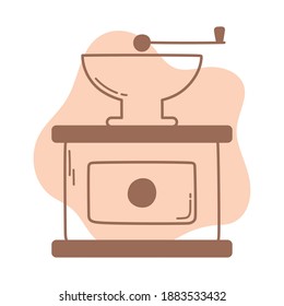 coffee manual roasting machine icon line and fill vector illustration