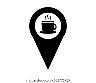 coffee marker map black silhouette pin locate path image vector icon logo symbol
