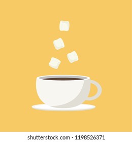 Coffee and marshmallow cartoon vector. symbol. logo. wallpaper.