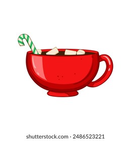 coffee marshmallow cup cartoon. warm cute, food red, milk holiday coffee marshmallow cup sign. isolated symbol vector illustration