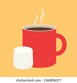 coffee and marshmallow vector. wallpaper. free space for text. copy space.
