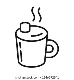 Coffee with marshmallows icon. Line style