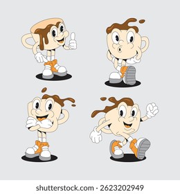 Coffee mascot design. Cute coffee vector pack.