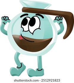 coffee mascot with energetic expressions and happy gesture