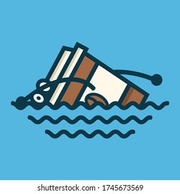 Coffee mascot vector design. Coffee cup character swimming vector illustration.