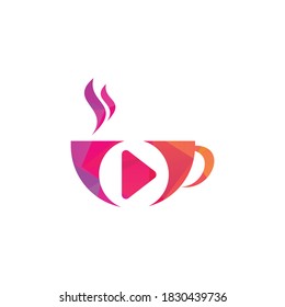 Coffee media logo design template. Coffee and play logo design.