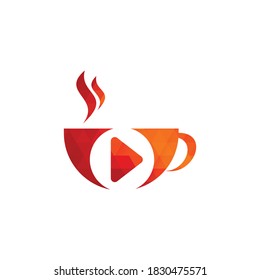 Coffee media logo design template. Coffee and play logo design.