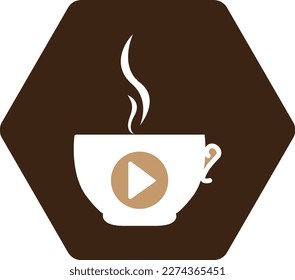 Coffee media logo design template. Coffee and play logo design.