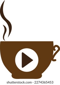 Coffee media logo design template. Coffee and play logo design.