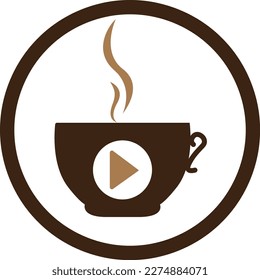 Coffee media logo design template. Coffee and play logo design.
